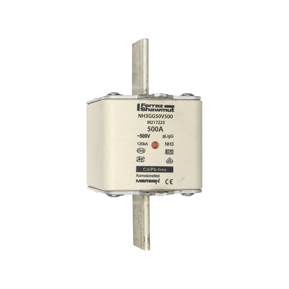 MERS NH3 gG 500Vac/250Vdc 120kAac/80kAdc 500A doubl ind. IEC - NH3GG50V500 - M217223