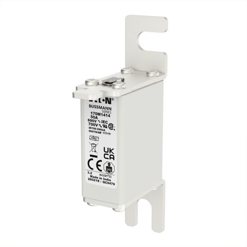 BUSS HS Size 000 gR 690Vac 200kA 50A IEC/DIN 000TN/80 Type T-ind. - 170M1414