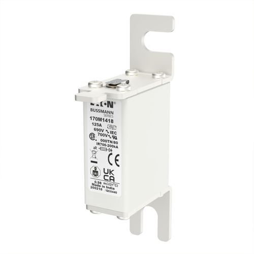 BUSS HS Size 000 aR 690Vac 200kA 125A IEC/DIN 000TN/80 AR UC Type T-ind.- 170M1418
