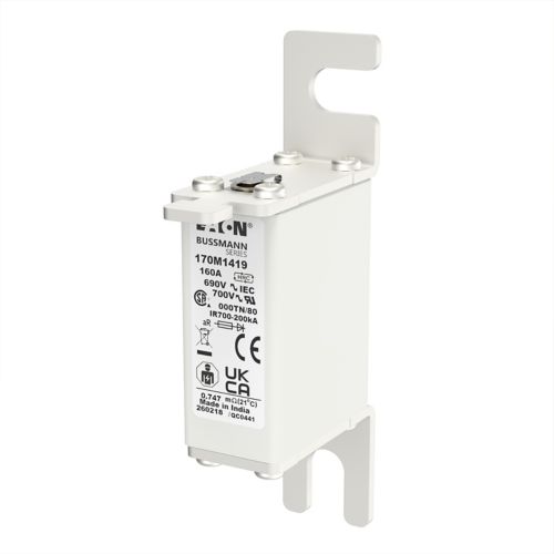 BUSS HS Size 000 aR 690Vac 200kA 160A IEC/DIN 000TN/80 AR UC Type T-ind. - 170M1419
