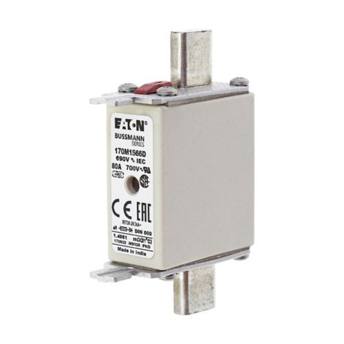BUSS HS Size 000 gR 690Vac 200kA 80A IEC/DIN NH Type T-ind. - 170M1566D