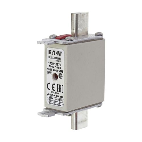 BUSS HS Size 000 gR 690Vac 200kA 100A IEC/DIN NH Type T-ind. - 170M1567D