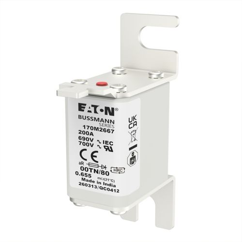 BUSS HS Size 00 aR 690Vac 200kA 200A IEC/DIN 00TN/80 AR UR Type T-ind. - 170M2667