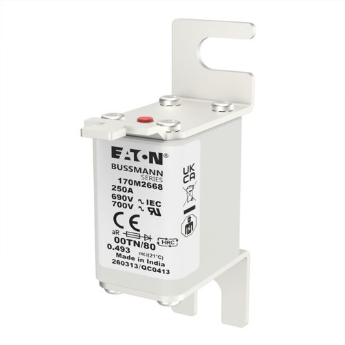 BUSS HS Size 00 aR 690Vac 200kA 250A IEC/DIN 00TN/80 AR UR Type T-ind. - 170M2668