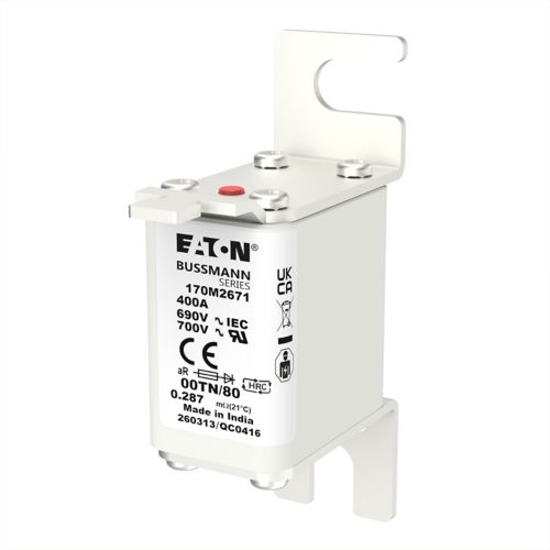 BUSS HS Size 00 aR 690Vac 200kA 400A IEC/DIN 00TN/80 AR UR Type T-ind. - 170M2671