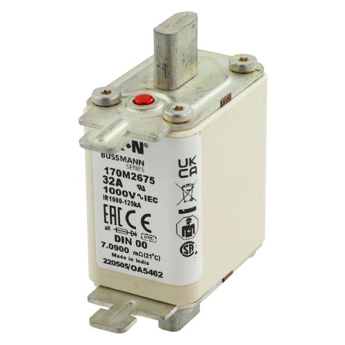 BUSS HS Size 00 aR 1000Vac 125kA 32A IEC/DIN Type T-ind. - 170M2675
