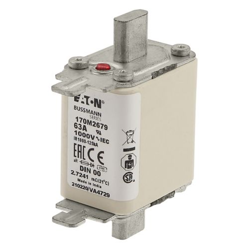 BUSS HS Size 00 aR 1000Vac 125kA 63A IEC/DIN Type T-ind. - 170M2679