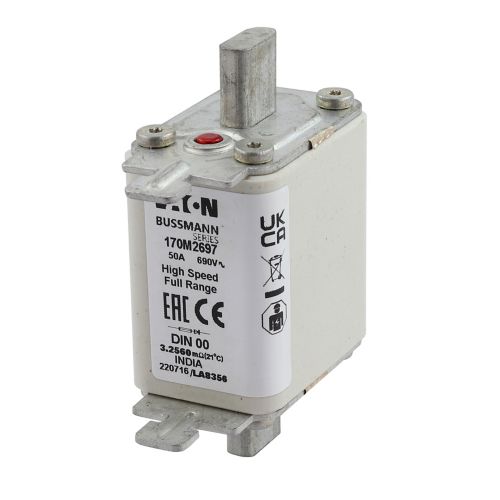 BUSS HS Size 00 gR 690Vac 200kA 50A IEC/DIN Type T-ind. - 170M2697