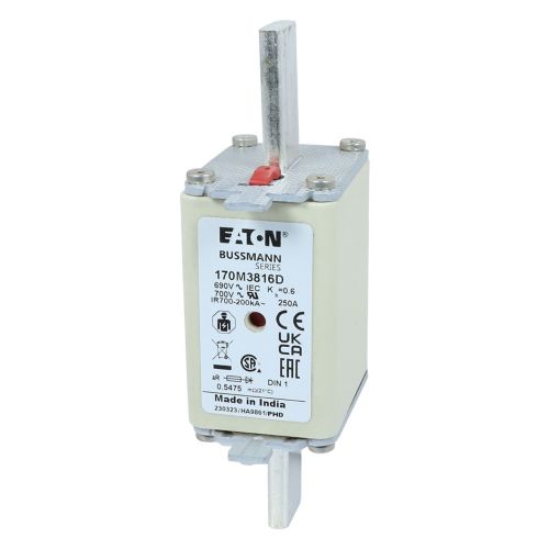 BUSS HS Size 1 aR 690Vac 200kA 250A IEC/DIN 1 HSDNH Type T-ind. - 170M3816D