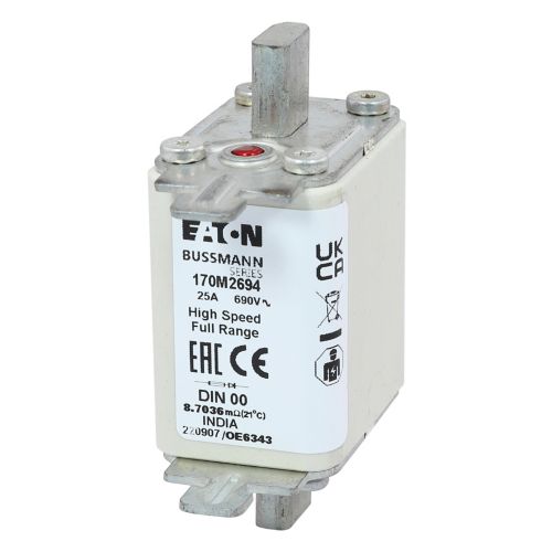 BUSS HS Size 00 gR 690Vac 200kA 25A IEC/UL type T-ind. - 170M2694