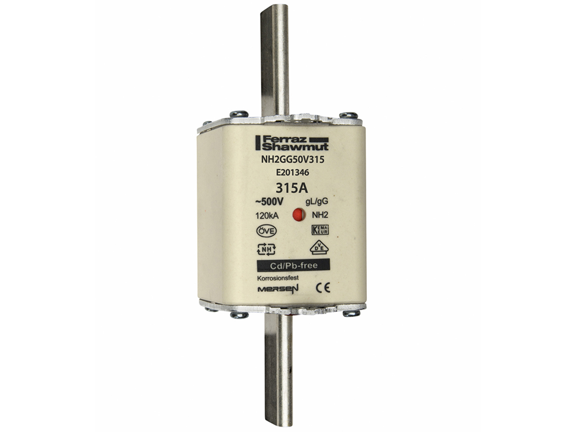 MERS NH2 gG 500Vac/250Vdc 120kAac/80kAdc 315A Dual ind. IEC - NH2GG50V315 - E201346