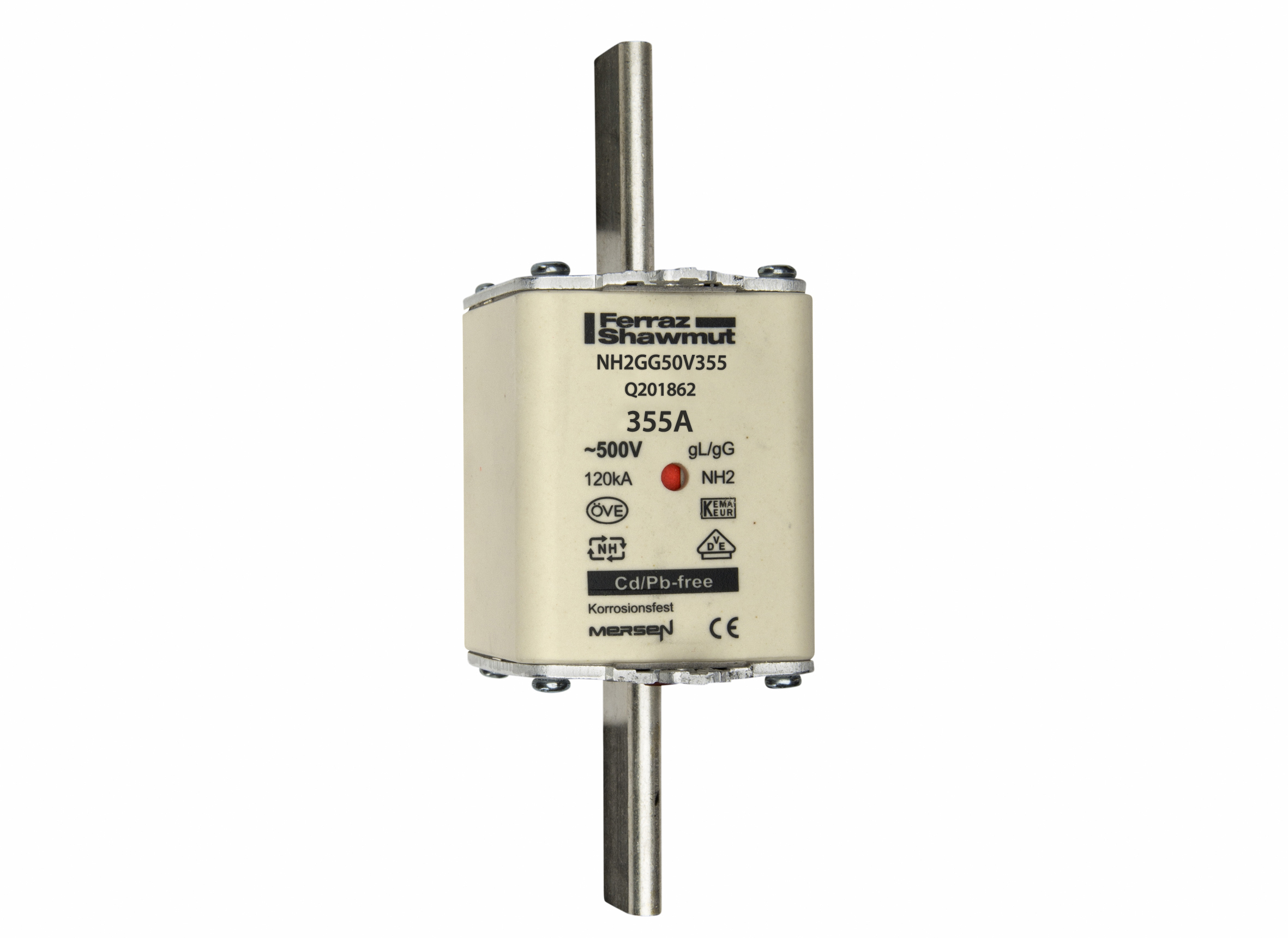 MERS NH2 gG 500Vac/250Vdc 120kAac/80kAdc 355A Dual ind. IEC - NH2GG50V355 - Q201862