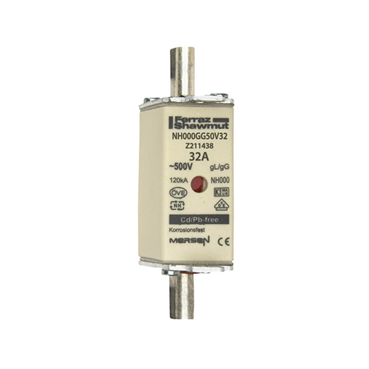 MERS NH000 gG 500Vac 120kAac 32A double ind. IEC - NH000GG50V32 -  Z211438