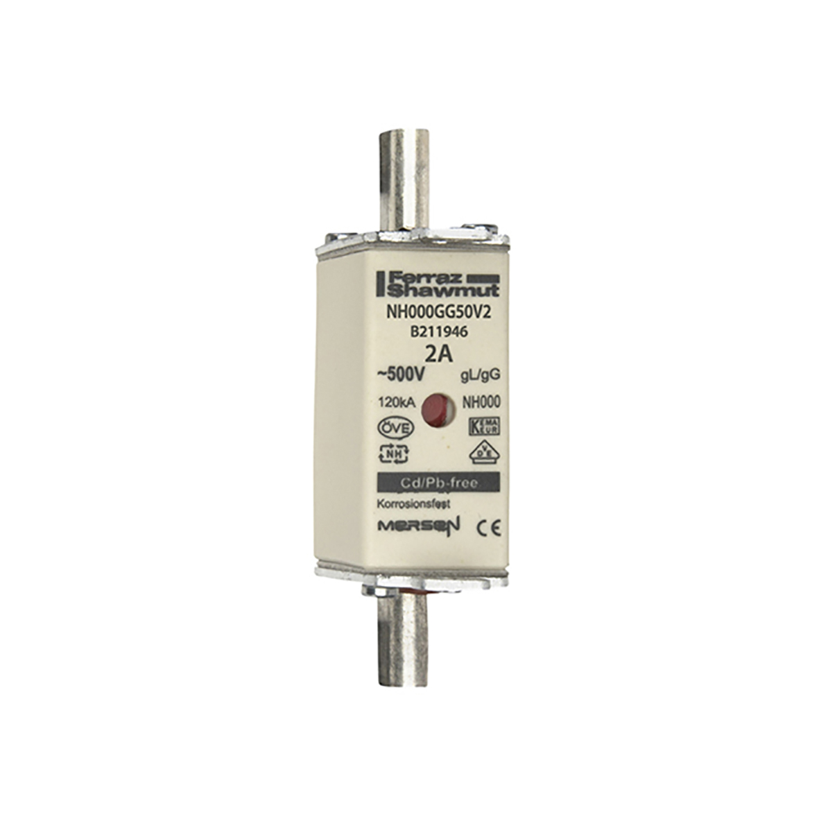 MERS NH000 gG 500Vac 120kAac 2A double ind. IEC - NH000GG50V2 - B211946