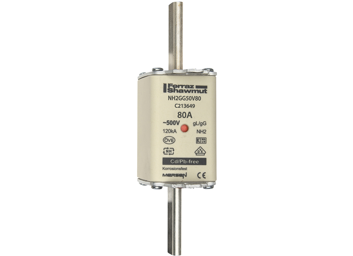 MERS NH2 gG 500Vac/250Vdc 120kAac/80kAdc 80A Dual ind. IEC - NH2GG50V80 - C213649
