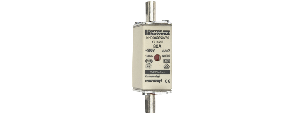 MERS NH000 gG 500Vac/250Vdc 120kAac/80kAdc 80A double ind. IEC - NH000GG50V80 - Y216543