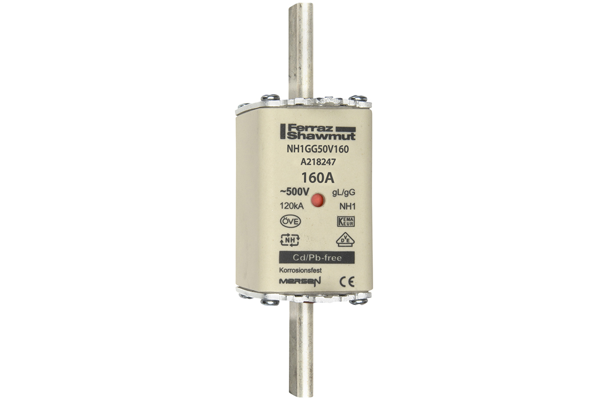 MERS NH1 gG 500Vac/250Vdc 120kAac/80kAdc 160A double ind. IEC - NH1GG50V160 - A218247