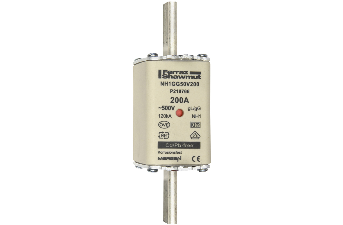 MERS NH1 gG 500Vac/250Vdc 120kAac/80kAdc 200A double ind. IEC -  NH1GG50V200 - P218766