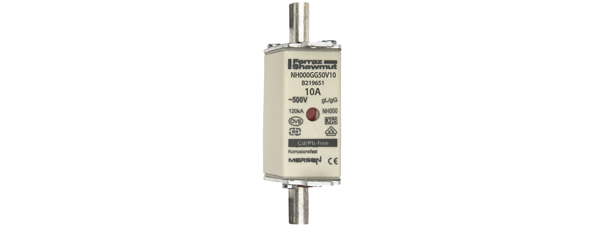 MERS NH000 gG 500Vac/250Vac 120kAac/80kAac 10A double ind. IEC -NH000GG50V10 - B219651