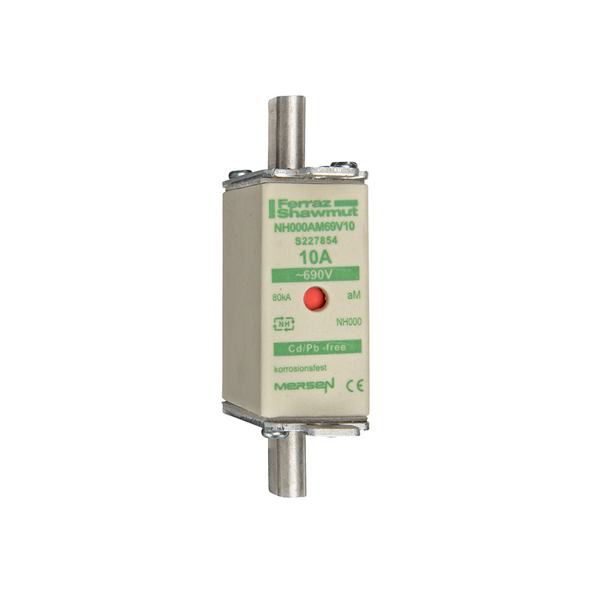 MERS NH000 aM 690Vac 80kA 10A double ind. IEC - NH000AM69V10 - S227854