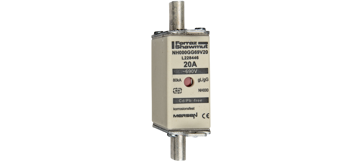 MERS NH000 gG 690Vac/250Vdc 80kA 20A double ind. IEC - NH000GG69V20 - L228446