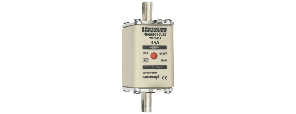 MERS NH00 gG 690Vac/250Vdc 80kA 35A double ind. IEC - NH00GG69V35 - W228455