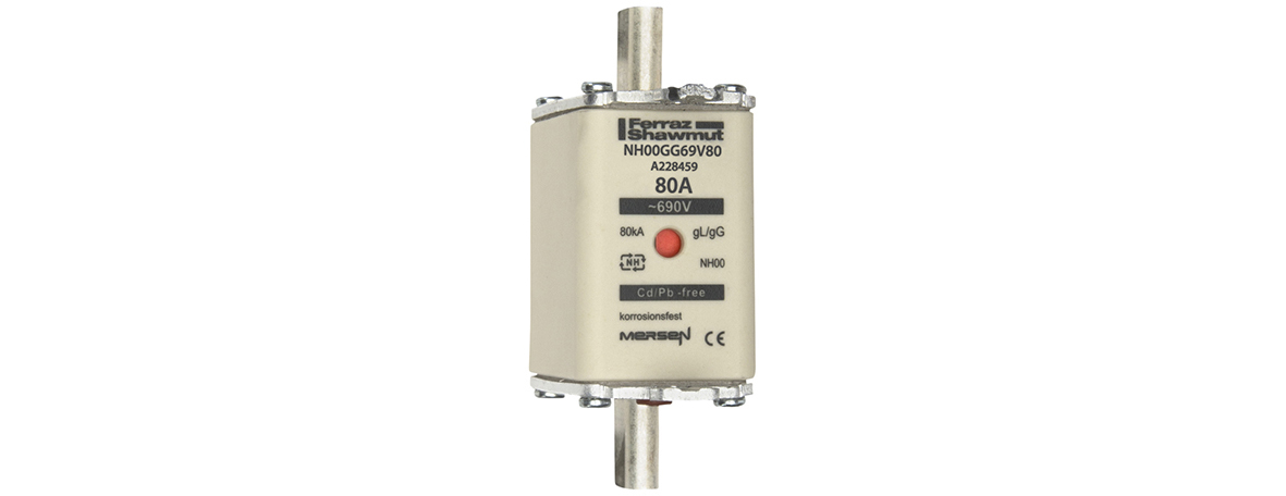 MERS NH00 gG 690Vac/250Vdc 80kA 80A double ind. IEC - NH00GG69V80 - A228459