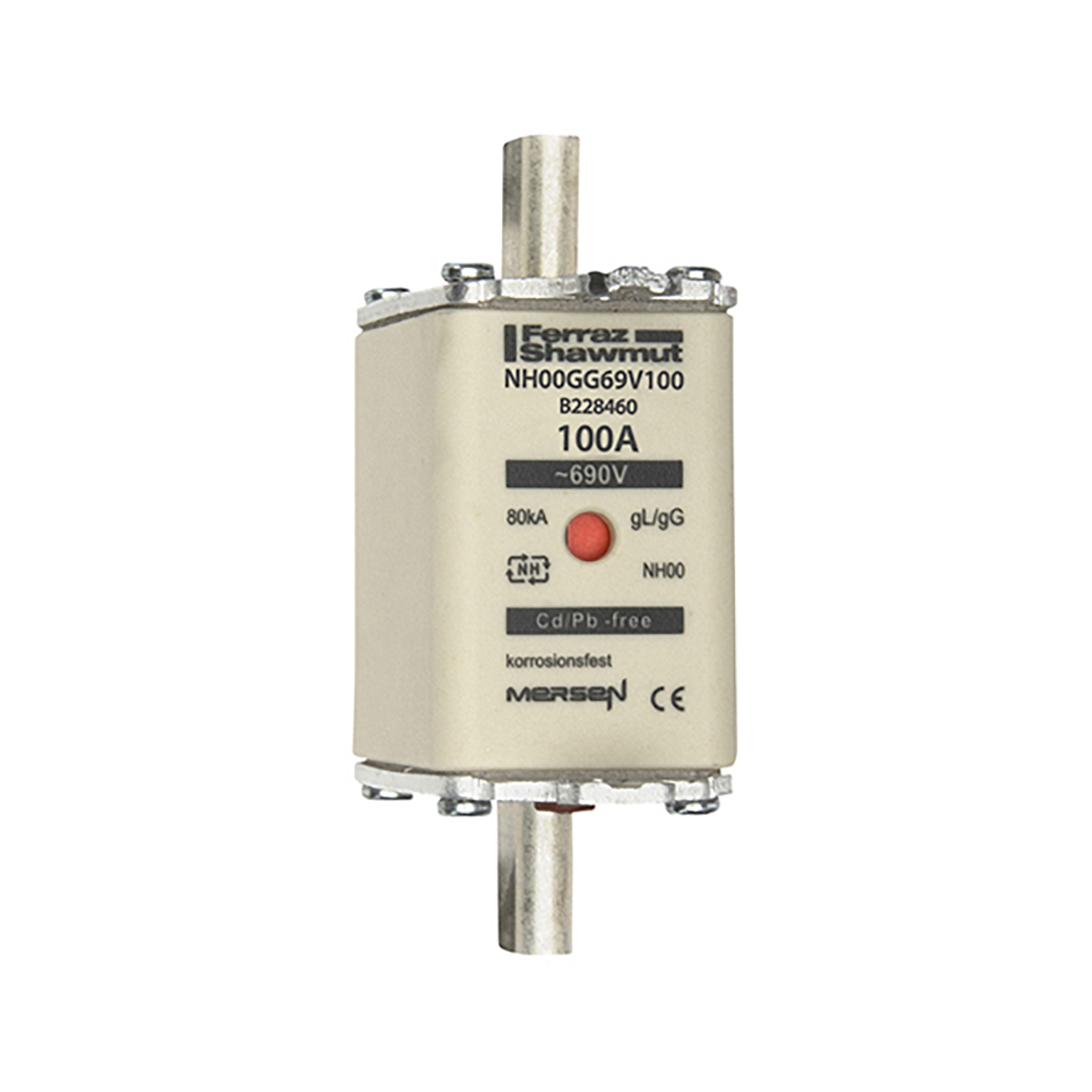 MERS NH00 gG 690Vac/250Vdc 80kA 100A double ind. IEC - NH00GG69V100 - B228460