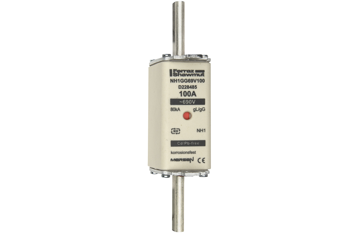 MERS NH1 gG 690Vac/400Vdc 80kA 100A double ind. IEC - NH1GG69V100 - D228485