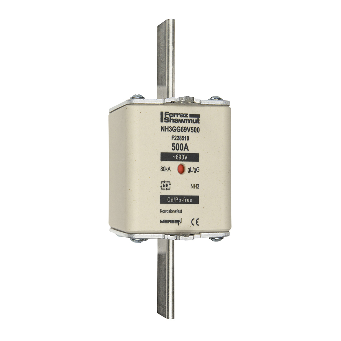 MERS NH3 gG 690Vac/250Vdc 80kA 500A double ind. IEC - NH3GG69V500 - F228510