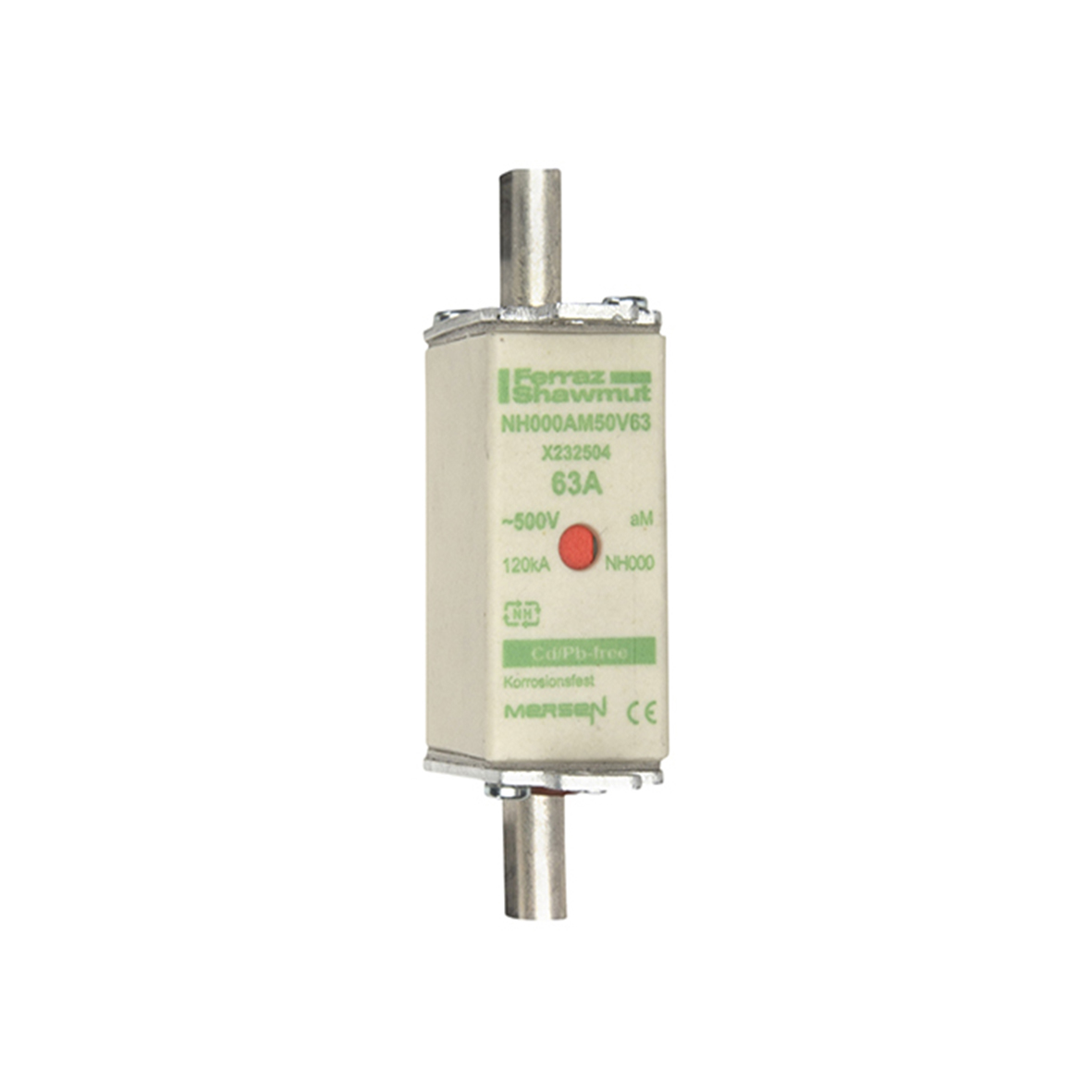 MERS NH000 aM 500Vac 120kA 63A double ind. IEC - NH000AM50V63 - X232504