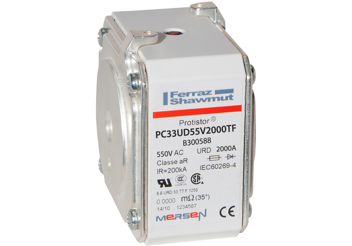 MERS HS Size 33 aR 550Vac 200kA 2000A URD TTF M12 IEC/UL - PC33UD55V2000TF - B300588
