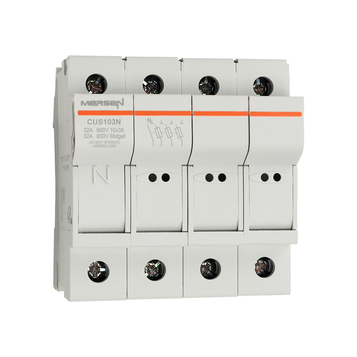 MERS Fuse holder 10x38mm 3P+N 800Vac/1000Vdc max. 32A IEC/UL - CUS103N - W1062711