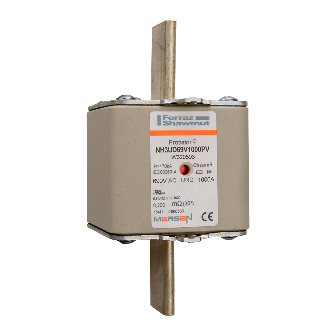 MERS HS NH3 aR 690Vac 170kA 1000A double ind.  IEC/UL - NH3UD69V1000PV - W320593
