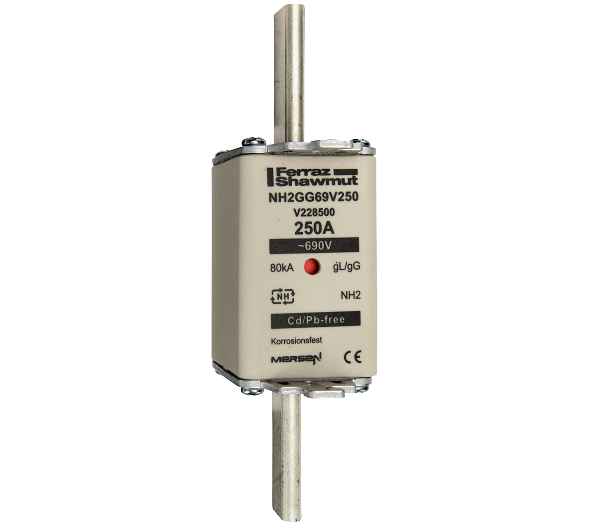 MERS NH2 gG 690Vac/250Vdc 80kA 250A  double ind. IEC - NH2GG69V250 - V228500