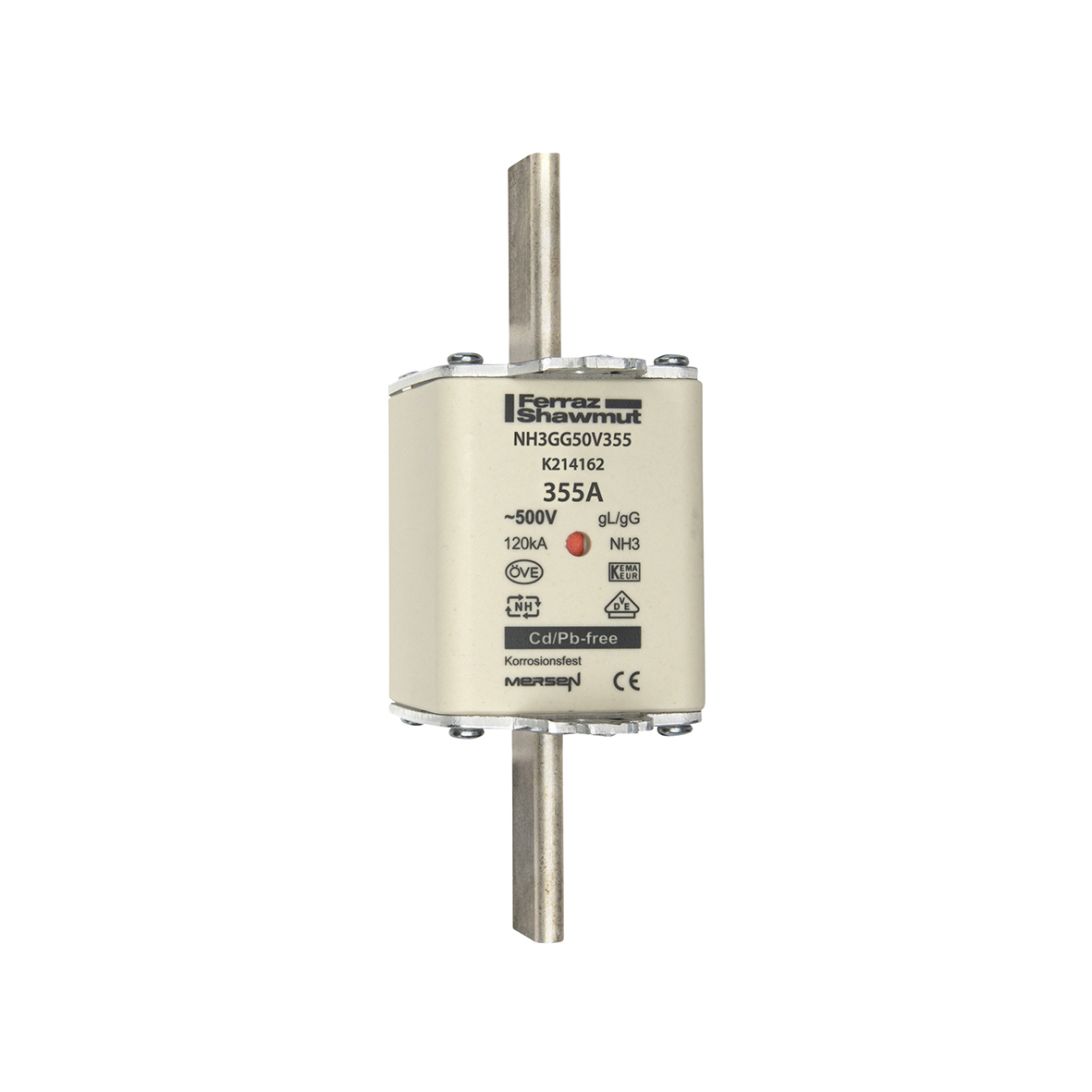 MERS NH3 gG 500Vac/250Vdc 120kAac/80kAdc 355A double ind. IEC - NH3GG50V355 - K214162