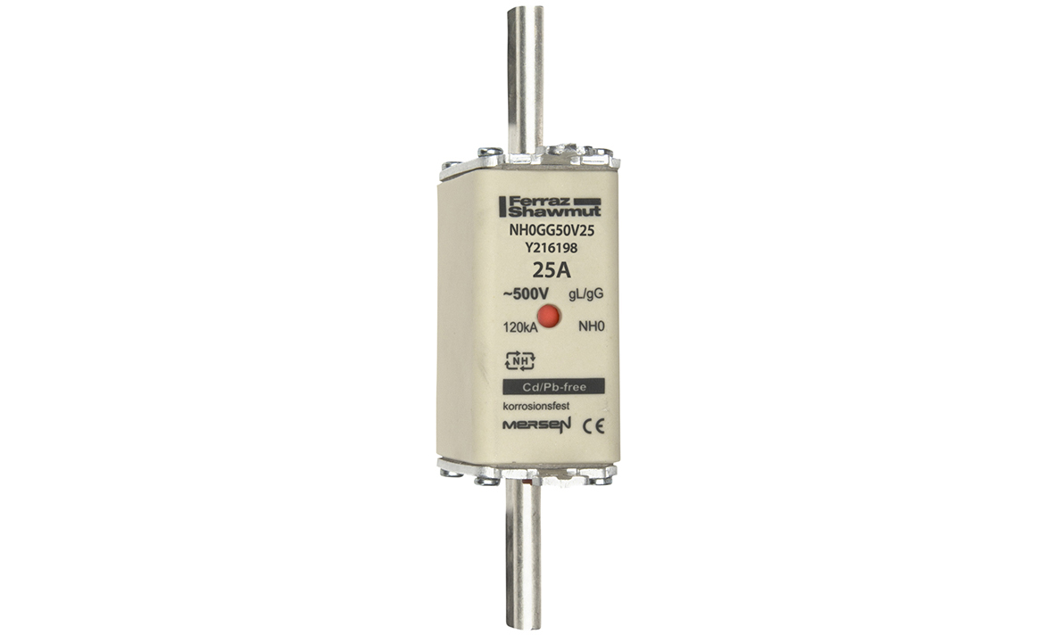 MERS NH0 gG 500Vac250Vdc 120kAac/80kAdc 25A IEC - NH0GG50V25 - Y216198