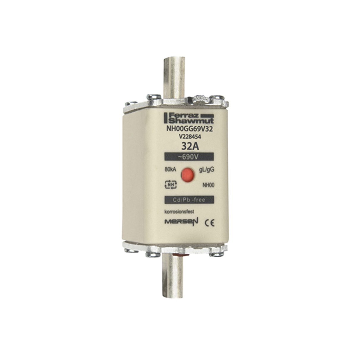 MERS NH00 gG 690Cac/250Vdc 80kA 32A double ind. IEC - NH00GG69V32 - V228454