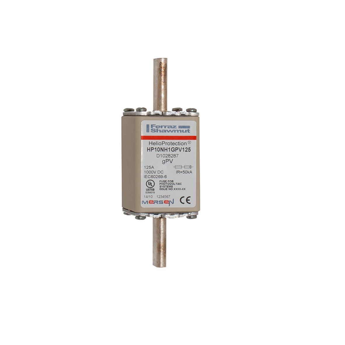 MERS PV NH1 gPV 1000Vdc 125A Plain blades IEC/UL  - HP10NH1GPV125 - D1028287