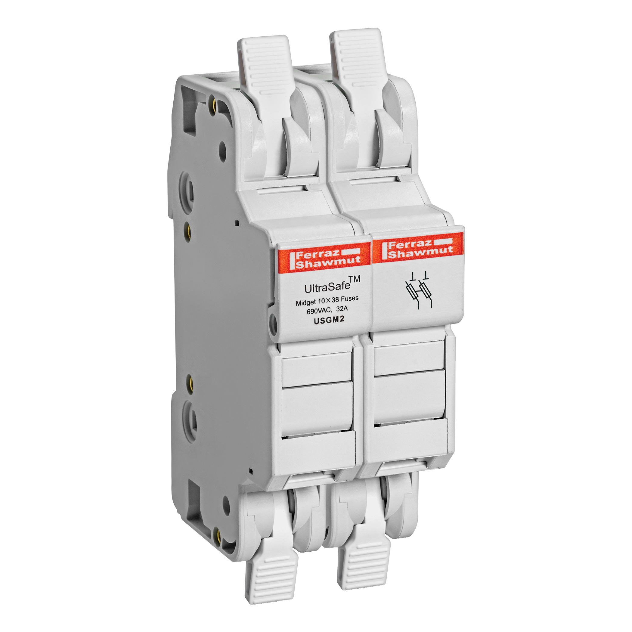 MERS Fuse holder 10x38mm 2P Midget fuse 750Vac/1000Vdc max. 30A IEC/UL - USGM2