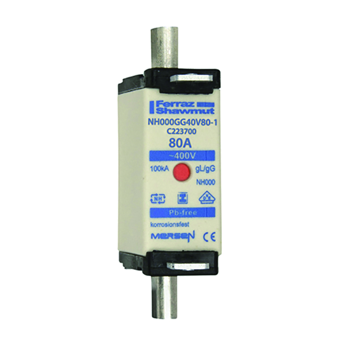 MERS NH000 gG 400Vac 100kA 80A Isolated double ind. IEC -  NH000GG40V80-1 - C223700