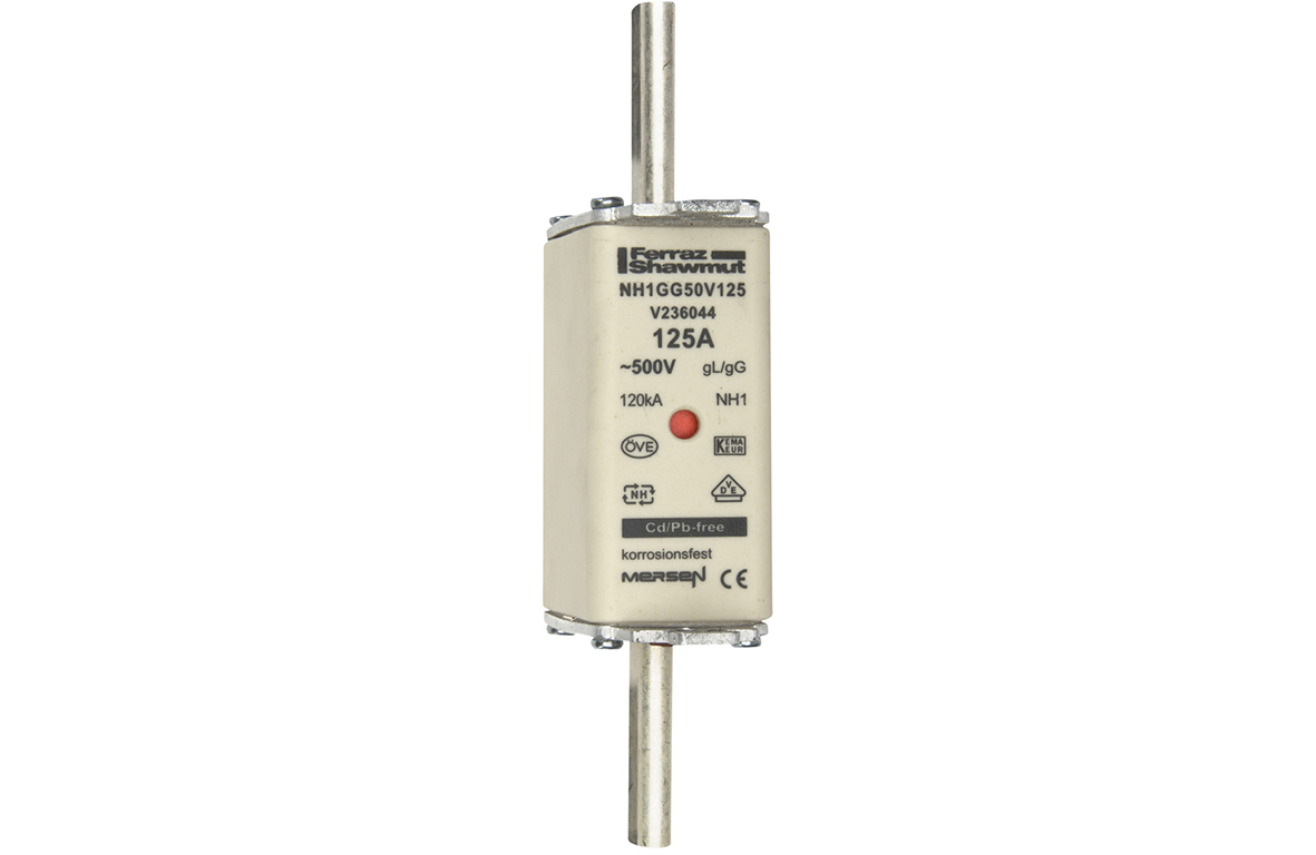 MERS NH1 gG 500Vac/250Vdc 120kAac/80kAdc 125A double ind. IEC - NH1GG50V125 - V236044