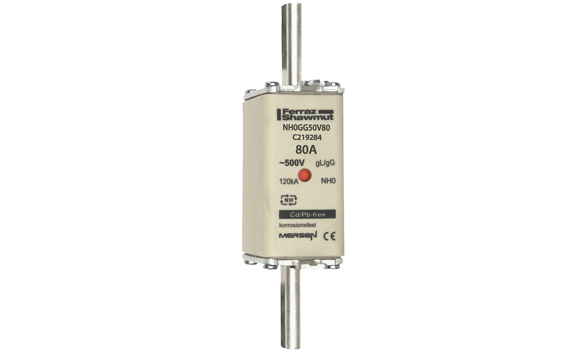 MERS NH0 gG 500Vac/250Vdc 120kAac/80kAdc 80A double ind. IEC - NH0GG50V80 - C219284