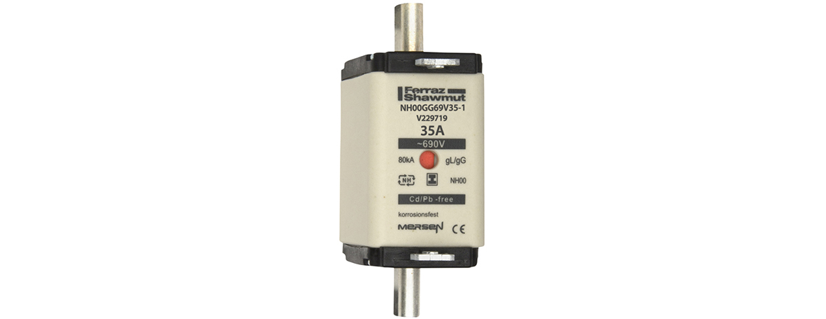 Mer NH00 gG 690Vac/250Vdc 80kA 35A Isolated IEC - NH00GG69V35-1 - V229719