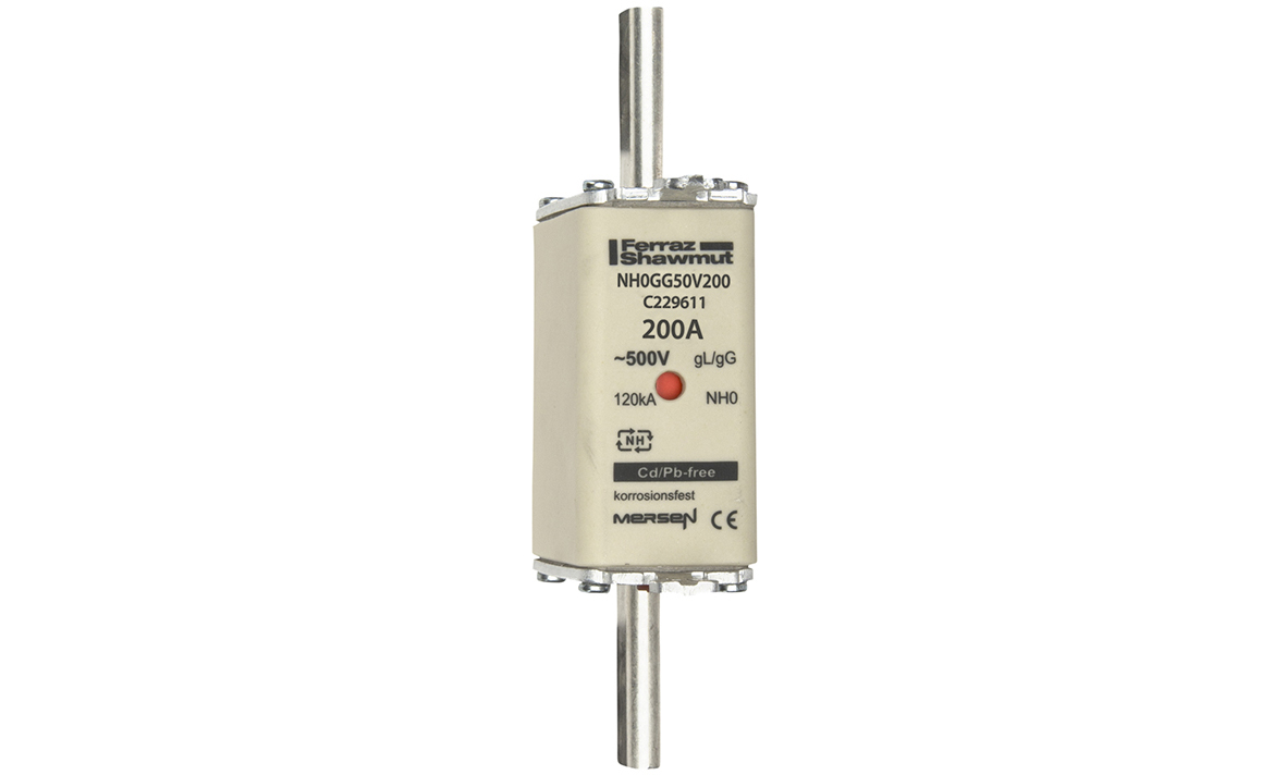 MERS NH0 gG 500Vac/250Vdc 120kAac/80kAdc 200A double ind. IEC NH0GG50V200 - C229611