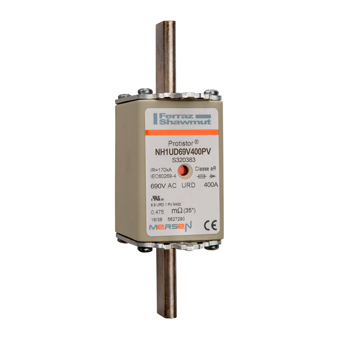 MERS HS NH1 aR 690Vac 170kA 400A Dual ind. IEC/UL - NH1UD69V400PV - S320383