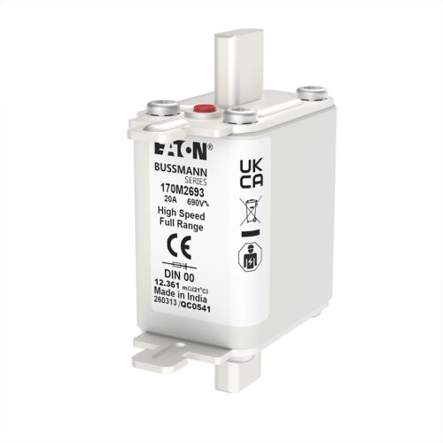 BUSS HS Size 00 gR 690Vac 200kA 20A IEC/DIN Type T-ind. - 170M2693