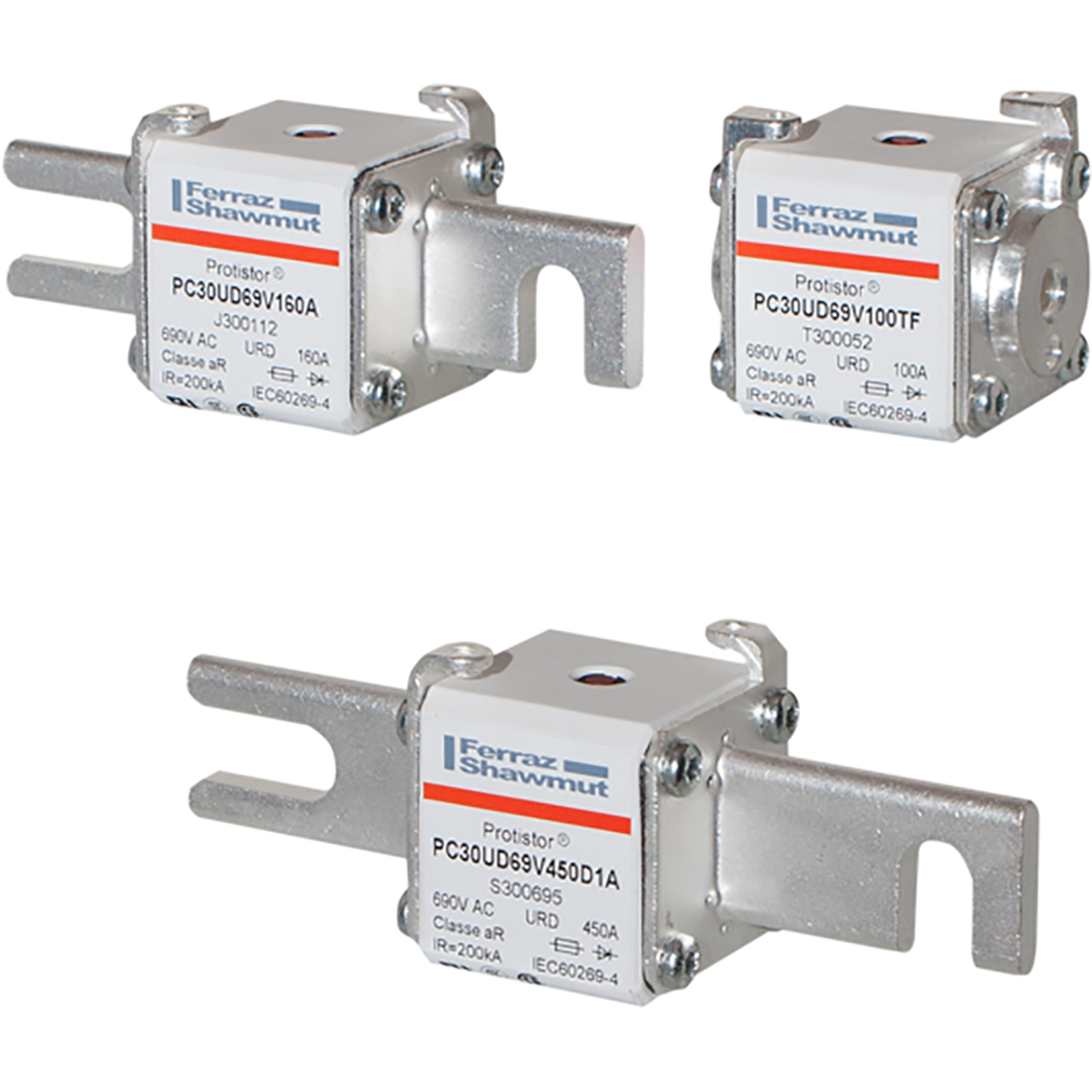 MERS HS Size 30 aR 690Vac 200kA 200A URD EF blades for bolt IEC/UL - PC30UD69V200EF - N300093