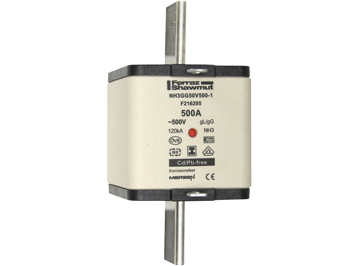 MERS NH3 gG 500Vac 120kA 500A double ind. /isolated gripping-lugs IEC - NH3GG50V500-1 - F216205