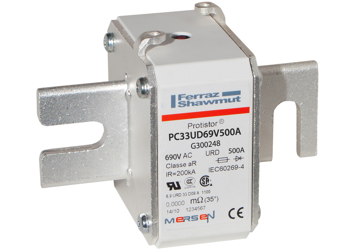 MERS HS Size 33 aR 690Vac 200kA 500A URD DIN80 blades IEC/UL - PC33UD69V500A - G300248